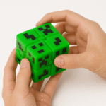 Cubo do infinito Creeper Minecraft 3D verde articulado